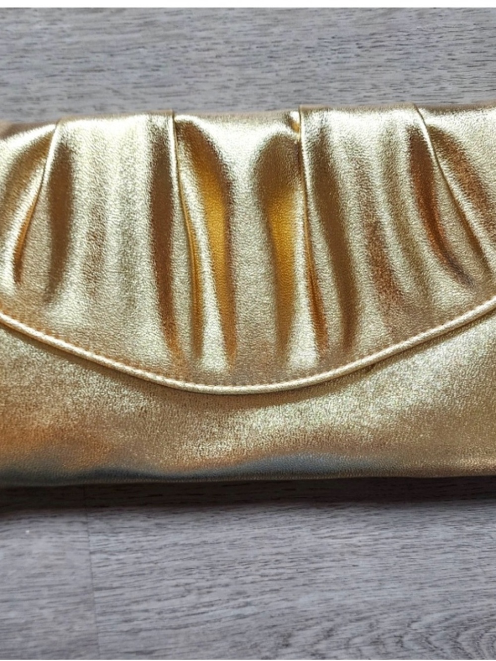 Gold Metallic Evening Clutch Handbag - Picture 2 of 2
